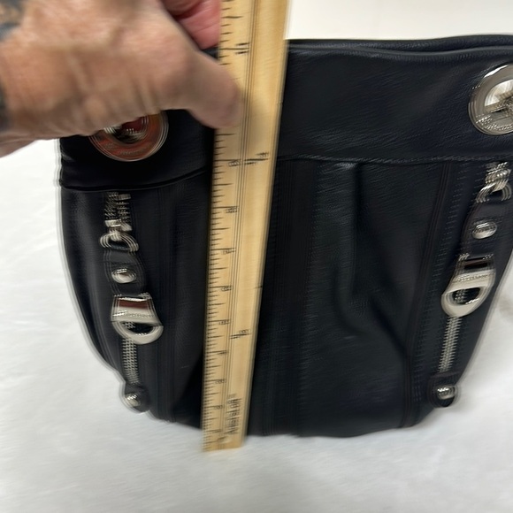 B. Makowsky Durango Soft Leather Convertible Crossbody Shoulder Handbag Black - Picture 10 of 14